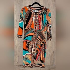 Women's Multicolor Long Sleeve Dress